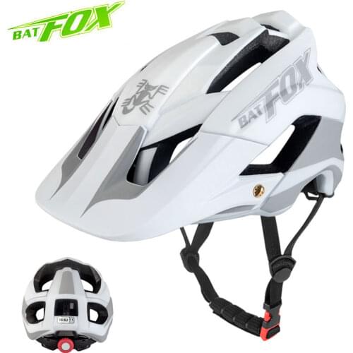 BATFOX MTB Cycling Helmet New Men Night Reflective Bike Helmet Big Visor Lightweight Safty Bicycle Helmet Capacete de bicicleta