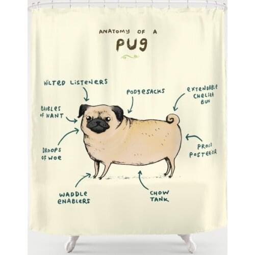 Anatomy of A Pug Shower Curtain Waterproof Bathroom Decorations Polyester Bathroom Shower Curtain