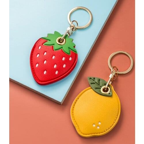 High Quality Fruits Badge Card Holders With Keychain Kawaii Cartoon Plastic ID Protection Cover Couple Gift IC Elevator Bus Card