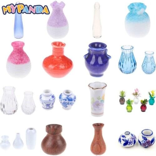 1/2/5/6pcs/lot Dollhouse Mini Ceramic Porcelain Vase Accessories Doll House Miniatures 1:12 Accessories Decorative Miniature