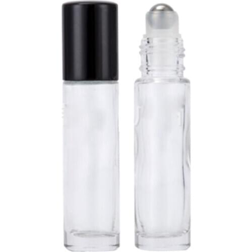 1pcs 10ml Glass Bottle Roll On Empty Fragrance Perfume Essential Oil Bottle 10ml Roll-On Black Plastic Cap Bottle