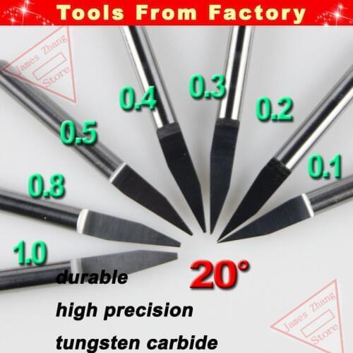 10pcs New Carbide PCB CNC Engraving Machine Router V Bits 20 Degree 0.4mm J3.2004