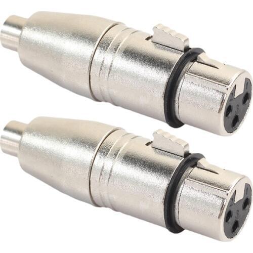 2Pcs/Lot XLR Female To RCA Female Audio Adapter Connector For Microphone Speaker 85WD