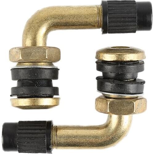 2pcs Durable High-density CNC Aluminum 90 Degree Tire Valve Stem For All vehicles and Motorcycles Brass and Black