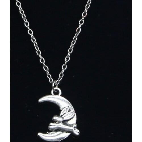 20pcs New Fashion Necklace 20x15mm moon running rabbit Pendants Short Long Women Men Colar Gift Jewelry Choker