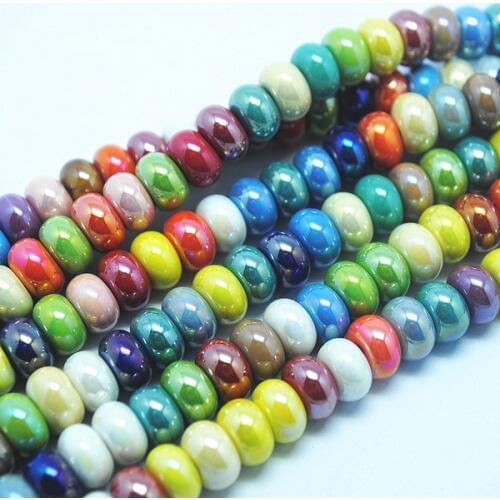 30pcs New Bright Ceramic Beads Porcelain Stone Abacus Shape for Jewelry Designs Size 5x8mm 5x10mm