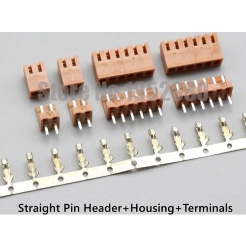 50 set JAE Connector 2.5mm 2.54mm Pitch 2P 3P 4P 5P 6P 7P 8P 9P 10P Straight Pin Header + Housing + Terminals Red Color