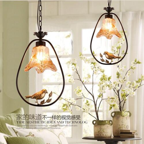 American Modern iron bird Pendant Lights creative Art novelty Indoor birdcage Hanging lighting pendant lamp fixture