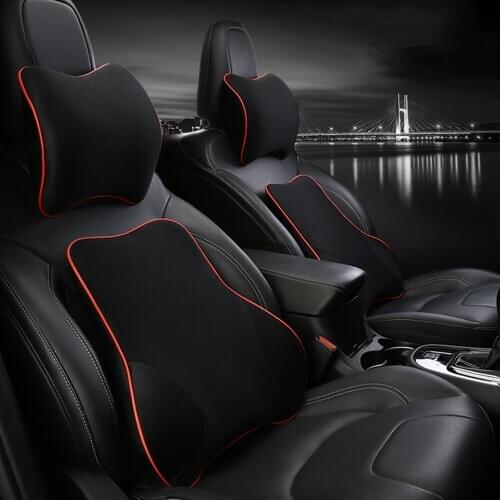 Car Seat Headrest Lumbar Cushion Kit Neck Support Memory Back Brace Pillow Supports Ergonomics Auto Accessories Waist Pillows