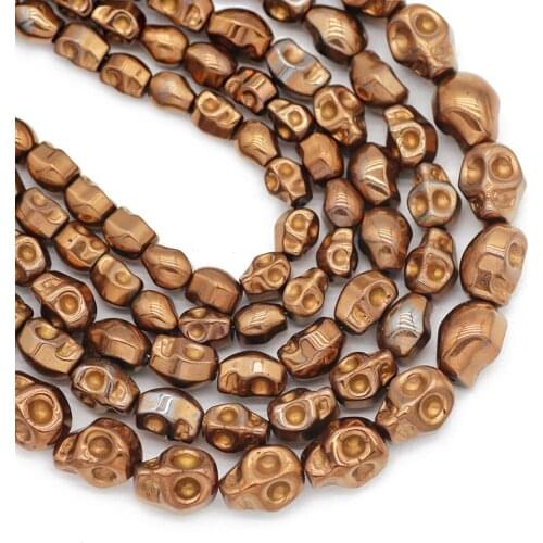 Natural Stone Copper Skull Head Hematite Beads 4x6/6x8/8x10MM Spacer Loose Beads For Jewelry Making Diy Bracelets Accessories