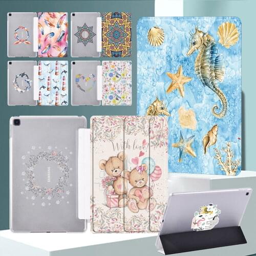 Tablet Case for Samsung Galaxy Tab A7 10.4 2020 SM-T500 T505/Tab A 10.1 2019 T510 T515 Fold Stand Cover Transparent Tablet Case