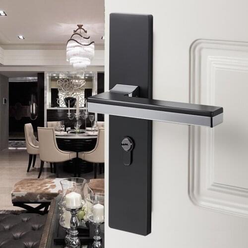Black Door Lock Luxury European American Modern Light Solid Wood Interior Door Lock Bedroom Split Handle Knob