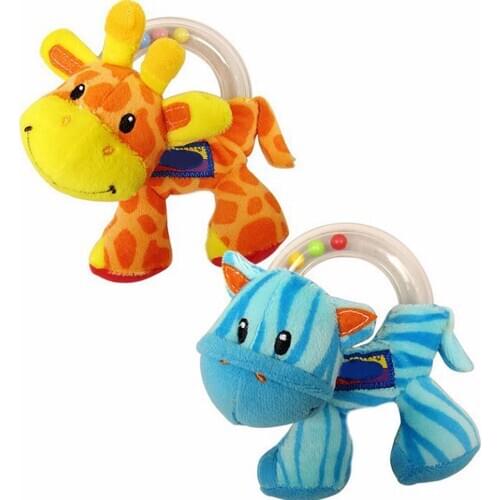Baby Toy Cute Giraffe Zebra Plush Toy Kids Ring Balls Rattle Early Educational Hand Training For New Year Gift