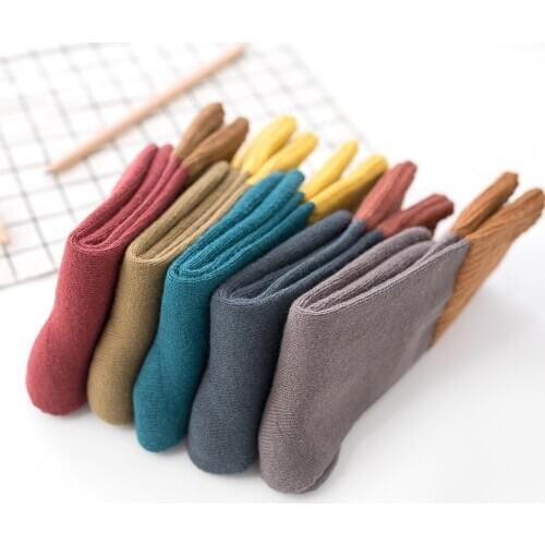 Childrens Socks Thickened Autumn And Winter Terry Cotton Socks Winter Piled Pile Socks Warm Color Matching Loose Floor Socks AB