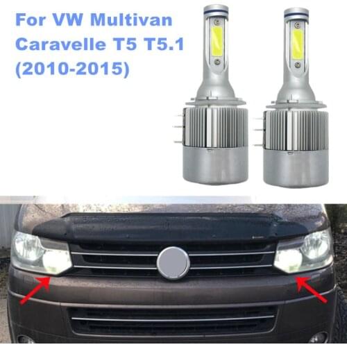 For VW Multivan Caravelle T5 T5.1 (2010-2015) White LED DRL High Beam Headlight H15 Canbus 18W