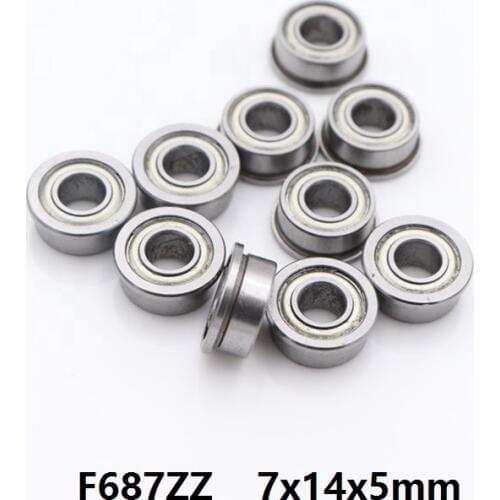 50pcs/100pcs/500pcs F687ZZ Flanged bearing 7x14x5 mm F687-2Z ZZ shielded Miniature flange deep groove ball bearings 7*14*5