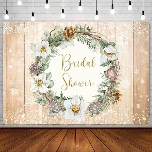 Winter Snowflake Board Backdrops Bridal Shower Wedding White Floral Wreath Photography Backgrounds Photo Studio Decor Photozone