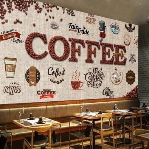 Photo wallpaper Shading board retro coffee cafe label background wall murals coustom high quality wallpaper