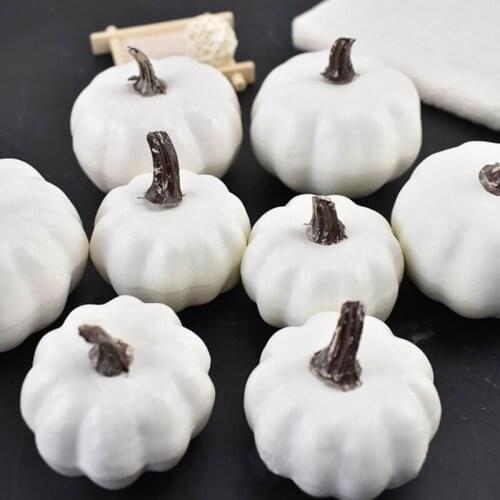 12pcs Artificial White Pumpkins Decorative Fake Pumpkins Decoration for Harvest, Halloween, Fall, Thanksgiving, Wedding