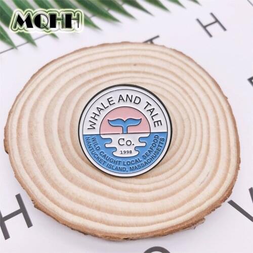 Creative Cartoon Round Animal Fish Seafood Market Enamel Brooch Alloy Badge Denim Clothes Bag Pin Cute Sweet Jewelry Accessories