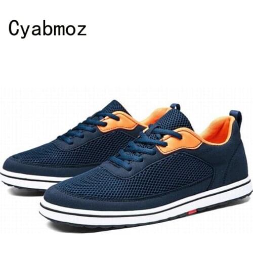Cyabmoz Summer Men Mesh sneakers shoes Height incresing 6cm Elevator Breathable Outdoor Leisure Man Shoe Casual Boy Black shoes
