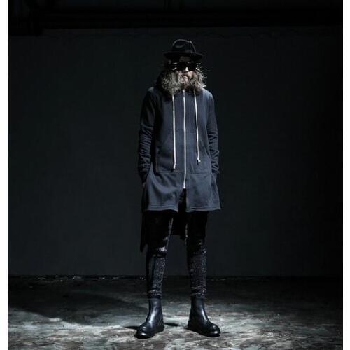 S-6XL!!Plus size byther male spring and autumn low-high with a hood zipper medium-long sweatshirt