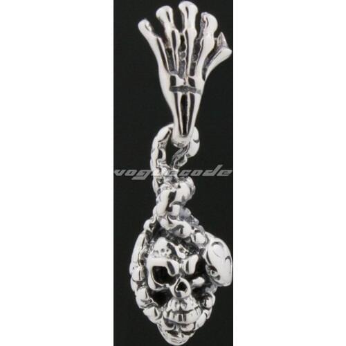 925 Sterling Silver Snake Skull Hand Earring Mens Biker Rocker Stud Earring 8R004