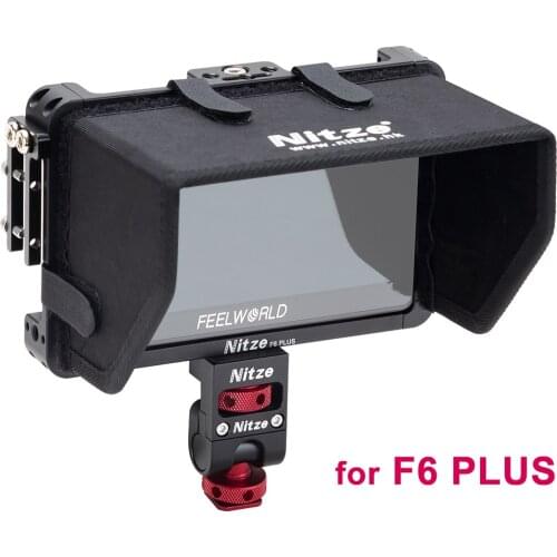 Nite F6 Plus Monitor Cage Sunhood Kit Case with Cable Clamp for Feelworld F6 Plus Monitor Protective Cage Sunshade Hood Cover