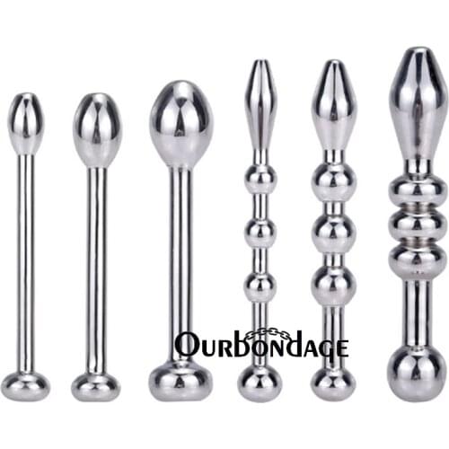Ourbondage 6 Size Stainless Steel Penis Plug Urethral Sounds Stretching Male Chastity Urethral Dilators Catheters SexToy For Men