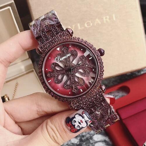 Dimini Popular Womens Watch With Diamond Luxury Band Purple Wristwatch Green Woman watch 2020 Turn to Lucky Rotation Watches