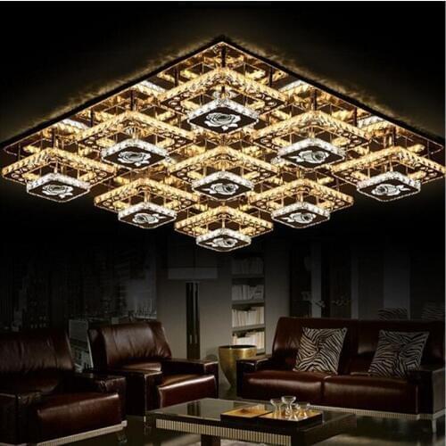 Simple rectangular living room ceiling lamp led bedroom lights restaurant lights stainless steel crystal ceiling lamps led light