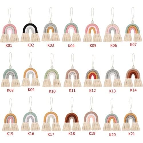 Handmade Rainbow Phone Strap Cotton Pendant Mobile Phone Straps Lanyard Key Ring L4MD