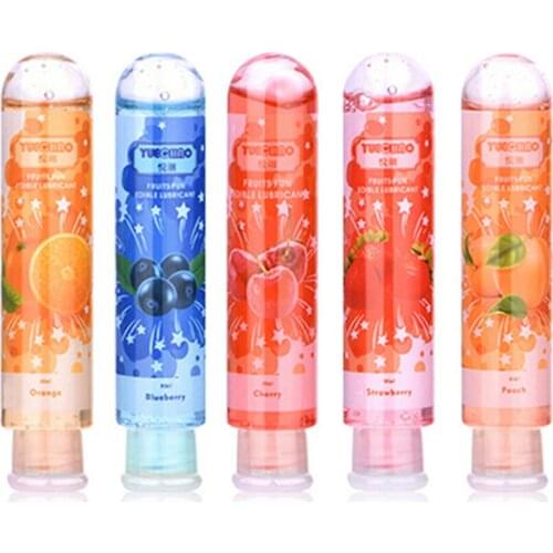 80ML Peach/Strawberry/Blueberry/Cherry/Orange Edible Flavor Water Based Lubricant Sex Anal Oral Gel Sex Lube For Couple Adult