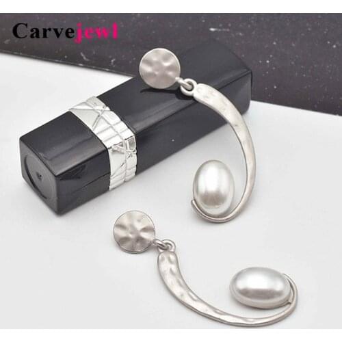 Carvejewl unique simple drop dangle earrings simulated pearl curved abstract moon Korea design lovely earrings for women jewelry