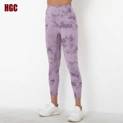 Yoga Pants Butt Lift Running Tight Tie Dyeing Waist Trainer Leggings Sport Women Fitness Elastic Squat Proof Naked Feel HGC