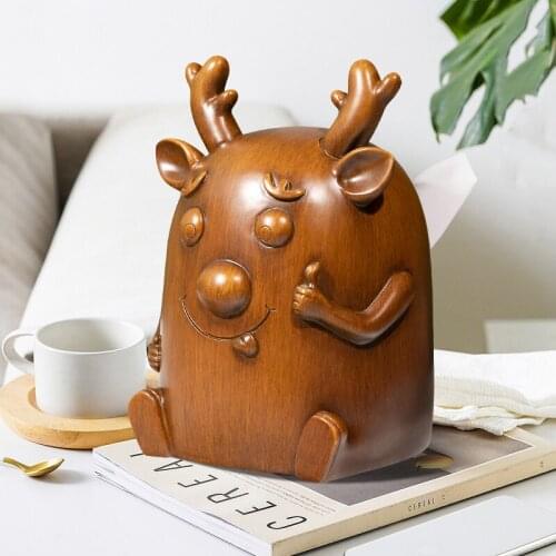 Creative Fawn Resin Tissue Box Ornaments High-end Luxury Style Living Room Coffee Table Drawer Box Home Decoration