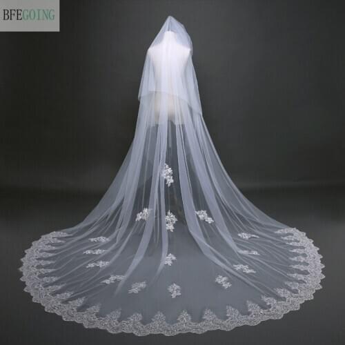 3 M Tulle Lace Beading Wedding Bridal Long Veil
