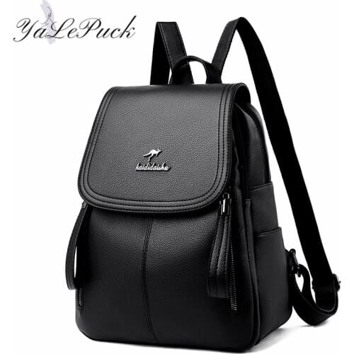 Vintage Women Backpack Large Capacity School Bags for Teenagers Girls Leather School Backpack Lady Shoulder Bag Sac A Dos