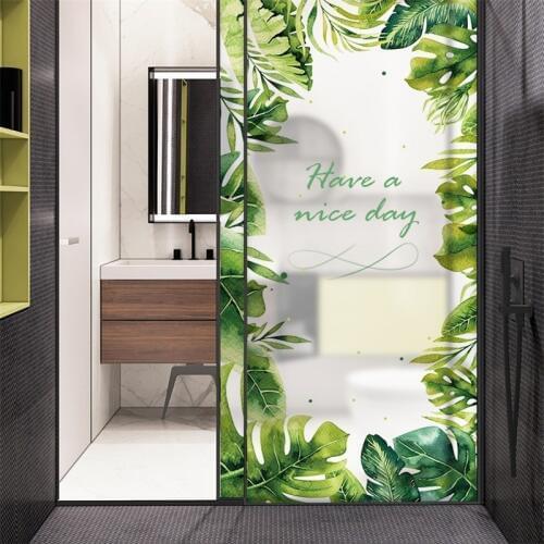 Waterproof Window Film Green Turtle Bamboo Home Frosted Opaque Abrasive Static Privacy Balcony Bathroom Decals Glass Sticker