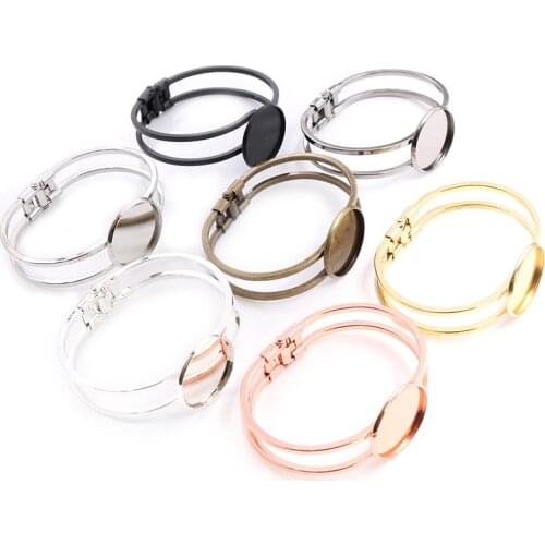 High Quality 20mm 6 Colors Plated Bangle Base Bracelet Blank Findings Tray Bezel Setting Cabochon Cameo