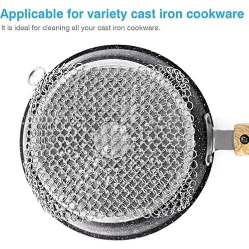 High quality stainless steel cast iron frying pan with lifting ring clean chain scrubber pot washing net kitchen clean artifact