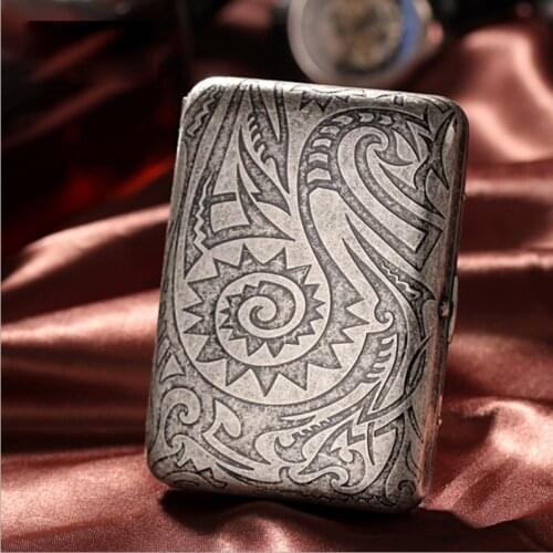 High Quality Cigarette Case 16 Sticks Retro copper Cigarette Case Vintage silver Tobacco Holders