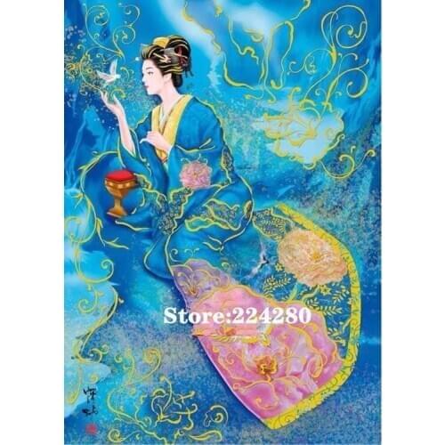 Japanese kimono ladies Needlework Cross stitch 14CT Unprinted Embroidery kits Arts Cross-Stitching,DIY Handmade Home Decor