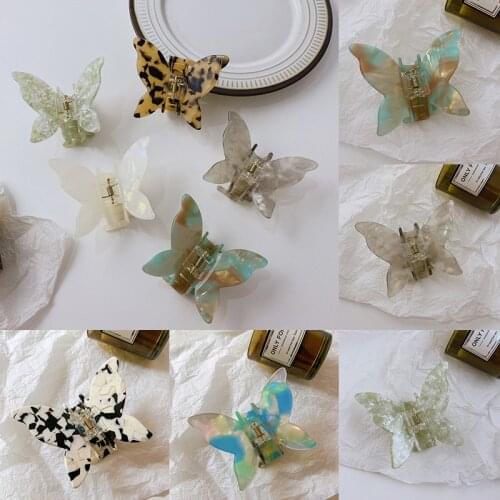 Acrylic Resin Butterfly Hair Claw For Women Girls Hair Accessories Sweet Fairy Hair Claw Clips Crab Hairpin Simple Hair Clamps