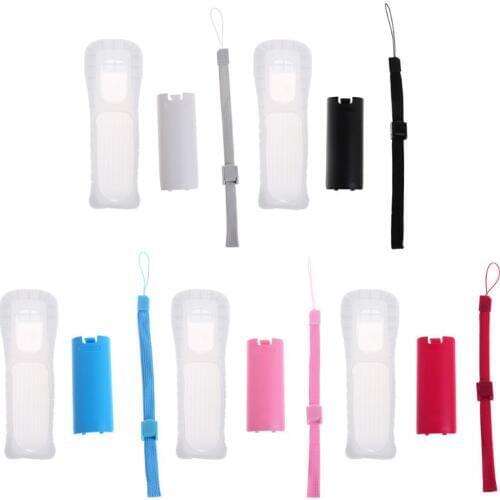 Protective Silicone Cover Case Battery Back Door Shell Hand Strap Kit Replacement for Nintendo WII Remote Controller #328