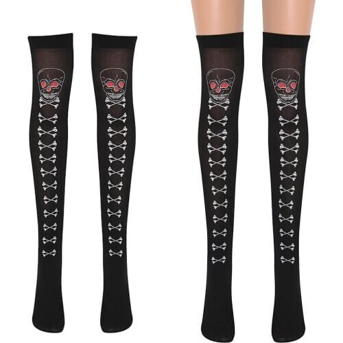 Womens Adults Black Hold Ups Stockings Thigh Highs Halloween Costume Accessory