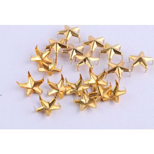 100 Pcs/Lot gold color star shape metal Garment rivets Clothing Shoes Bag decoraton accessories
