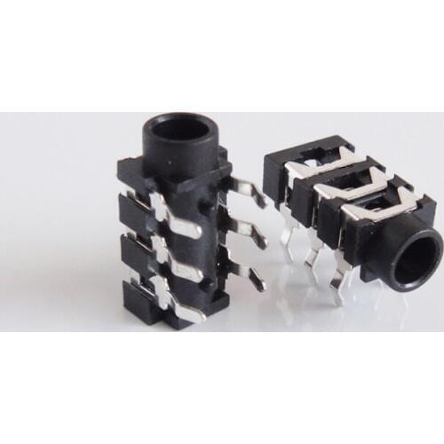 1000pcs Phone Jack 3.5mm 6 pin stereo audio socket for 3 poles earphone plug through hole DC30V 0.5A