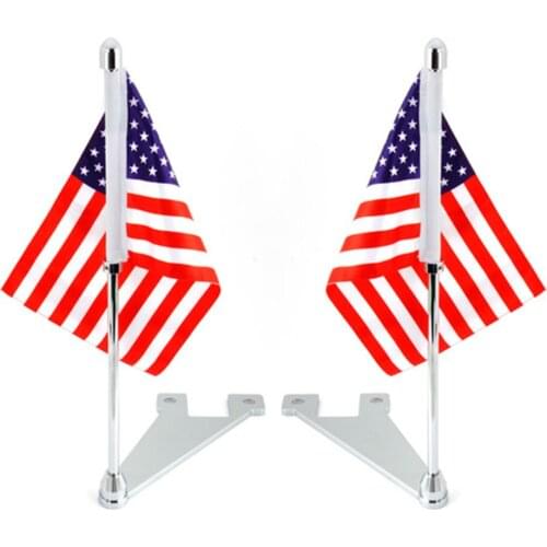 2Pcs Motorcycle Saddlebag Luggage Rack Flag Pole with US UK DE Pirate Flags for Harley Touring Road King Electra Glide 2014-2020