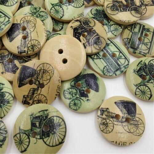 25/50pcs Classical Cars Wood Buttons 20mm Sewing Craft 2 Holes WB283